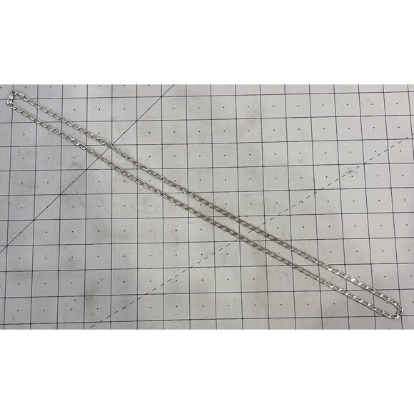 Sterling Silver Figaro Elongated Chain Necklace 36" Italy .925 Marked - Picture 5 of 6